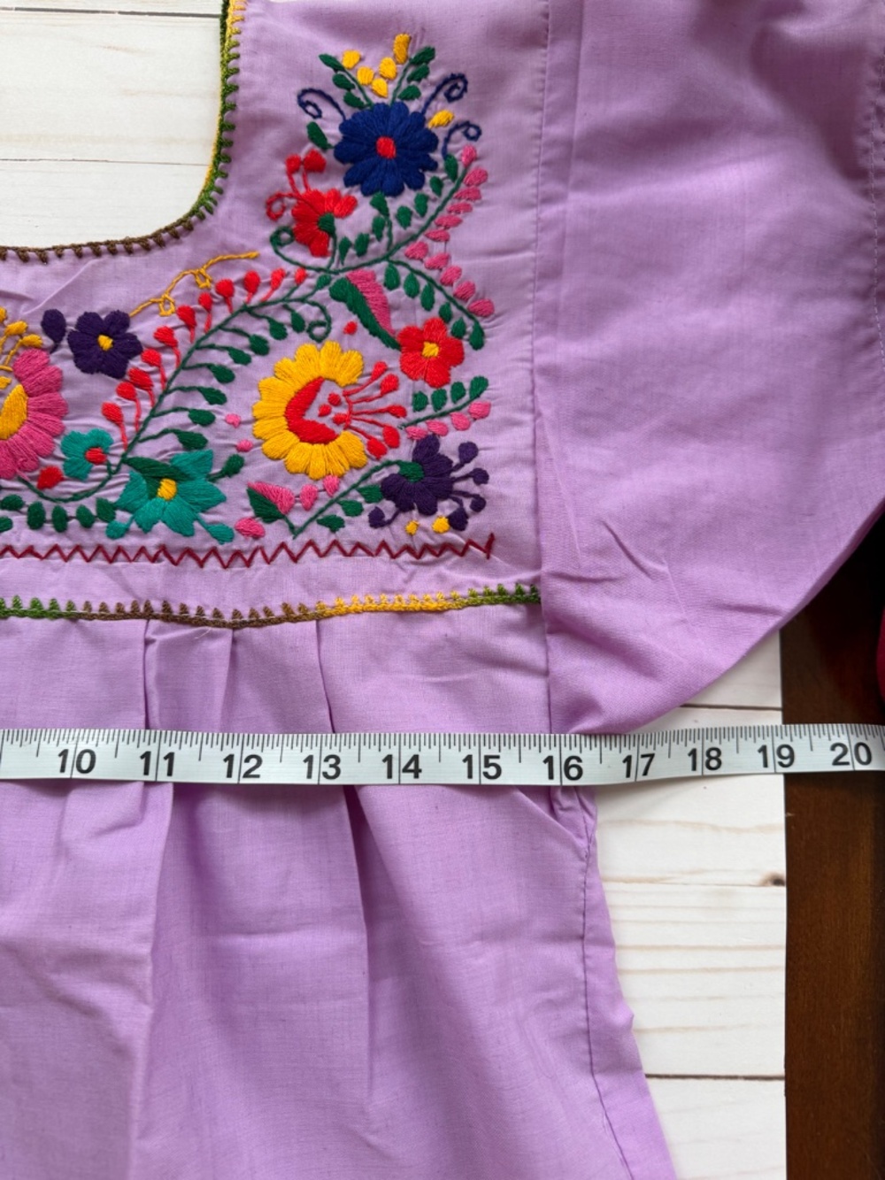 Boho Mexican Embroidered Top Purple Floral Artisan Blouse Size M New Without Tag - Picture 6 of 8